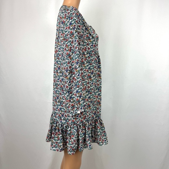 J. Crew Relaxed Printed Ruffled Casual Dress Fiery Sunset Ditsy Floral Size M - Picture 4 of 16